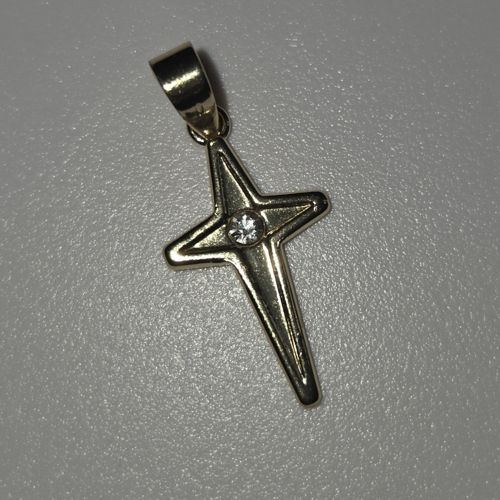 Gold Star Pendant with Crystal Accent